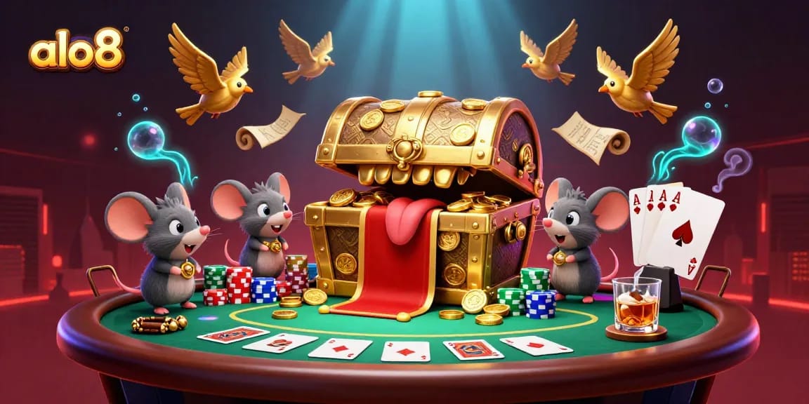 Experience winning thrills at alo8 with vibrant 3D casino action featuring poker and treasure.