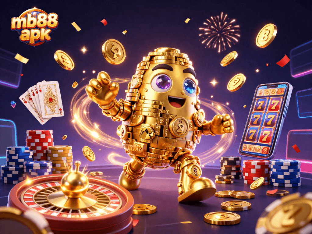 Engage in the thrill of mb88 apk with golden golem and dynamic casino elements surrounding you.
