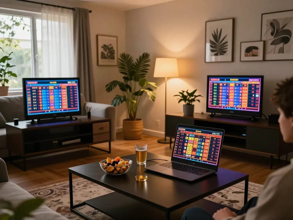Engaging in lô đề online with a person playing on a laptop in a cozy home setup