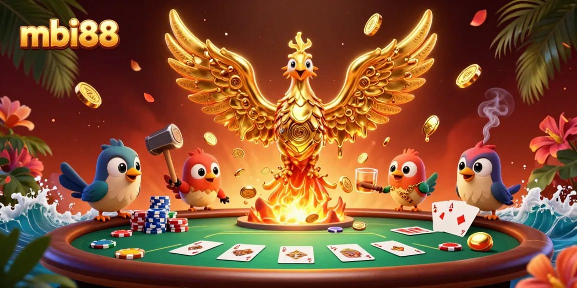 Experience thrilling games at mbi88 with a molten golden phoenix and dynamic casino elements.