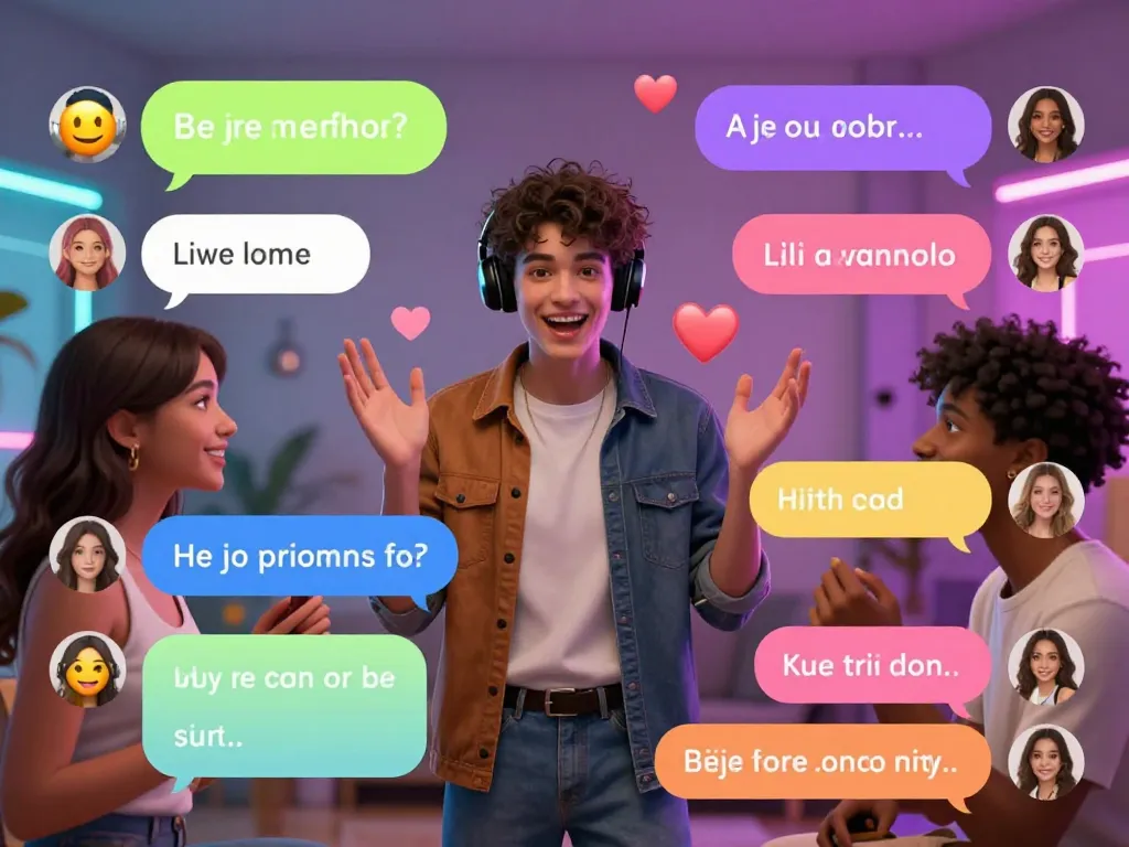 Engaging 18+ AI chat scene showing digital avatars in playful conversation, emphasizing interactive adult-themed experiences.