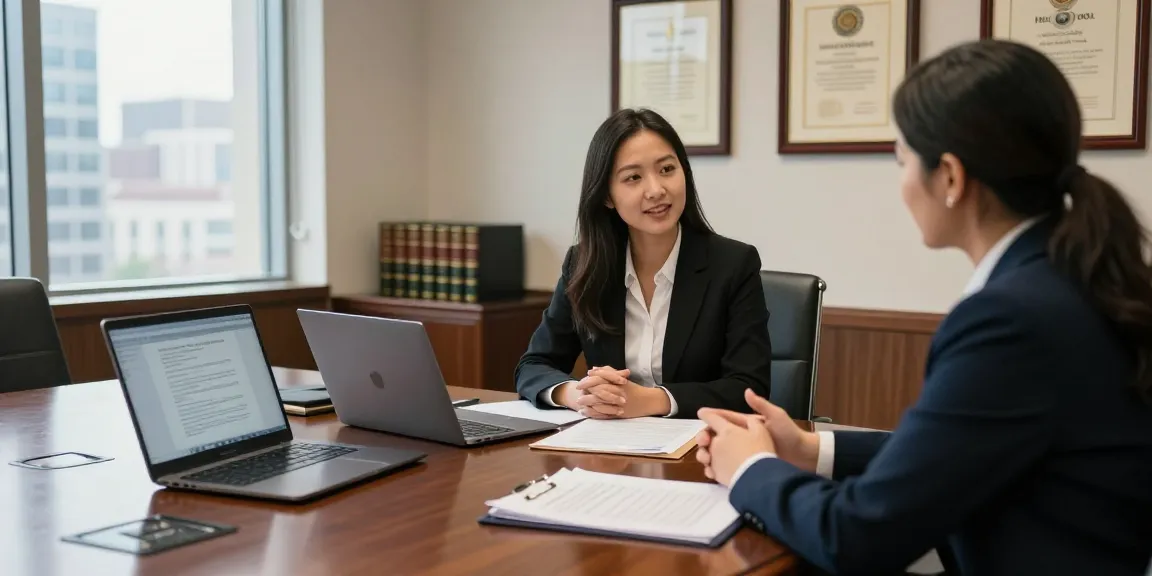 Lawyer discussing legal strategies with a total stranger in a professional setting
