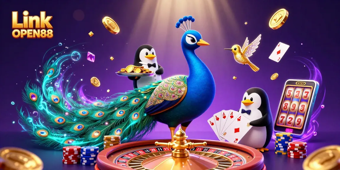 Experience thrilling gaming with Link OPEN88 featuring aristocratic characters and dynamic casino elements.