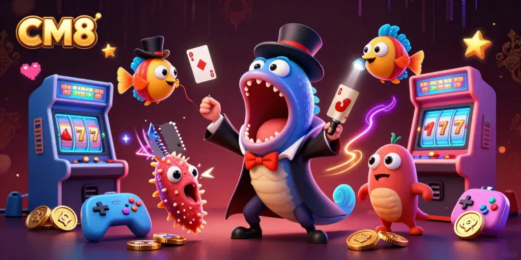 Experience thrilling gameplay with CM8, featuring enchanting characters and vibrant casino-themed elements.