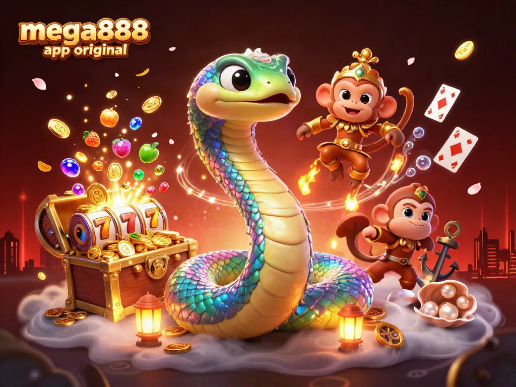 Experience the mega888 app original with vibrant casino elements and a magical scene of fortune.