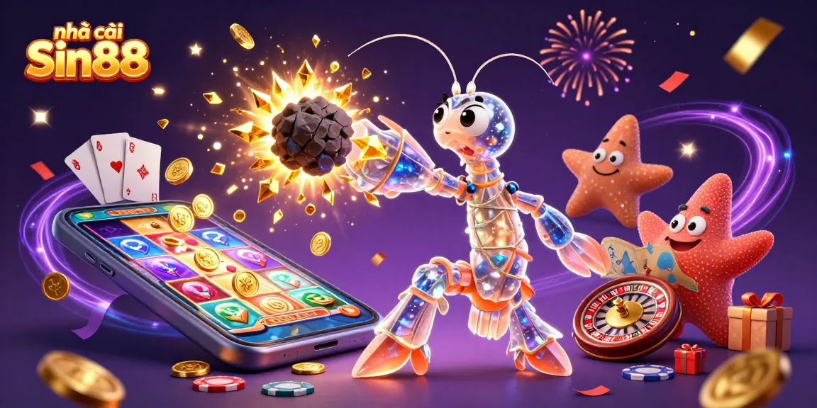 Experience thrilling plays at nhà cái Sin88 with vibrant casino games illustrated in an epic 3D scene.