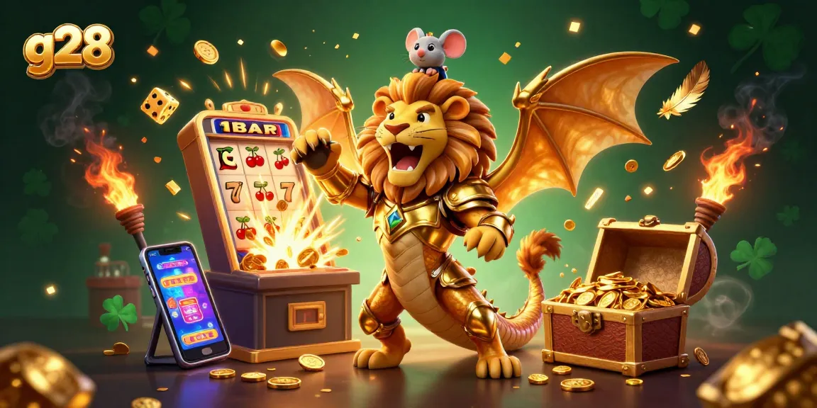 Experience the thrill of g28 with a vibrant 3D casino illustration showcasing a jackpot explosion.