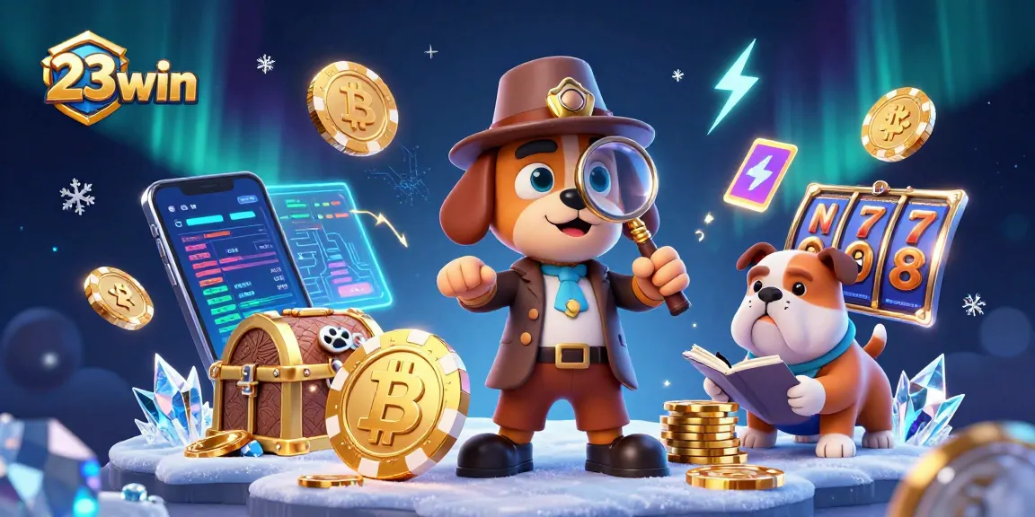 Spin to win with 23win in this dynamic casino scene featuring detective elements.
