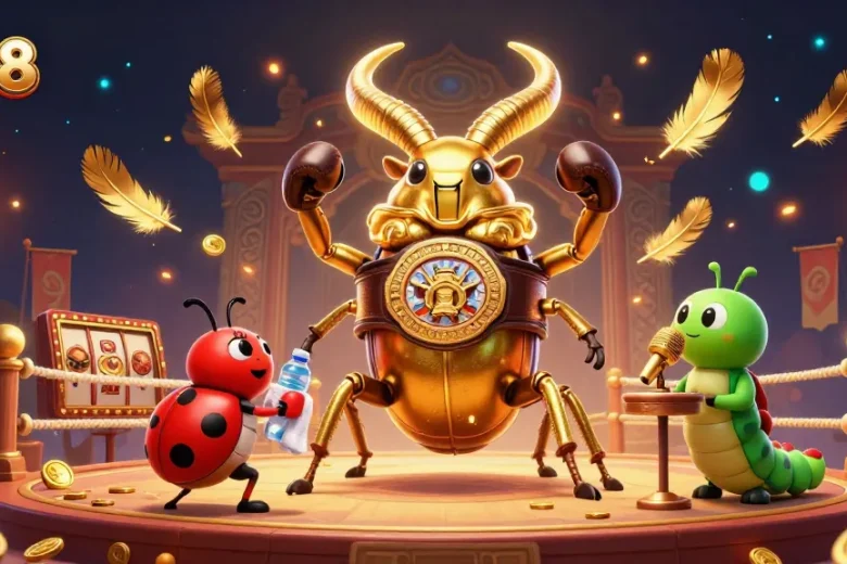 Engage with thrilling gaming action at mbi8, featuring dynamic casino elements like slot reels and golden coins.