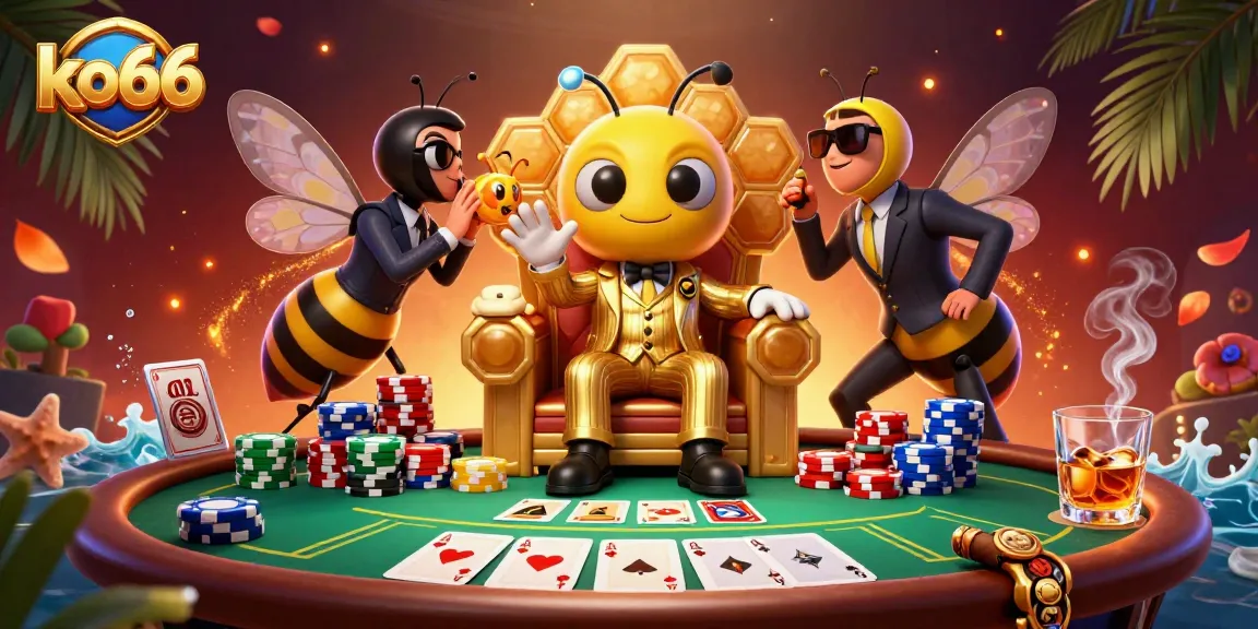 Engage in thrilling poker action at ko66 with vibrant games, chips, and dynamic characters.