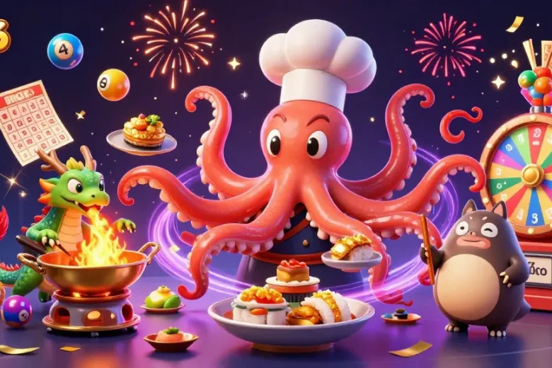 Experience thrilling wins at ko66 com with dynamic lottery scenes featuring colorful balls and festive elements.