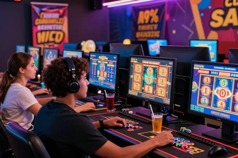 Experience of players at slot gacor online gaming stations showcasing excitement and wins.
